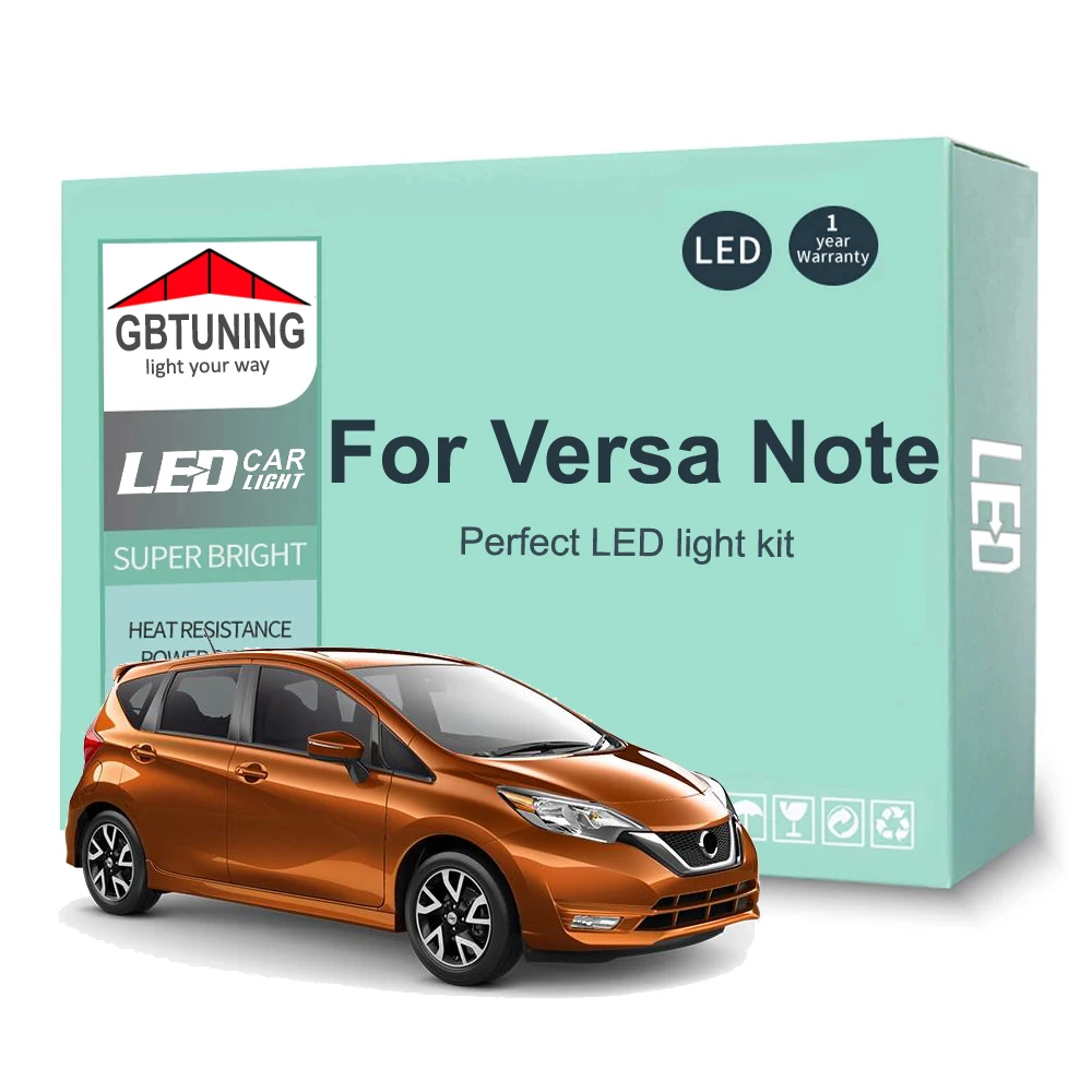 9Pcs Car Accessories For Nissan Versa Note 2014 2015 2016 2017 2018 2019 2021 Canbus Dome ​​License Plate LED Interior Light Kit