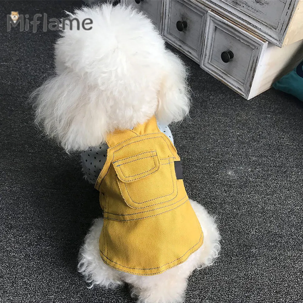 

Miflame Summer Small Dogs Clothes For Puppy Dress Chihuahua Pomeranian Denim Puppy Strap Skirt Bright Color Pets Cats Clothing