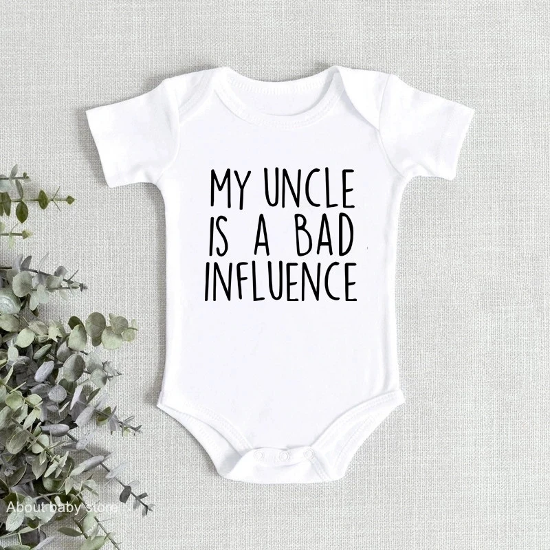 My Uncle Is A Bad Influence Baby Bodysuit Cotton Summer Baby Pregnancy Announcement Onesie Boys Girls Clothes Baby Shower Gift