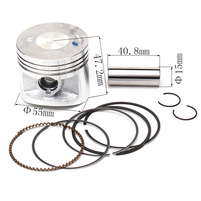 LF140 Piston Pin Ring Kit 55mm Piston 15mm Pin For 55mm Bore 1P55FMJ LF 140 Horizontal Engines 140cc Dirt Bike Pit Bike Parts