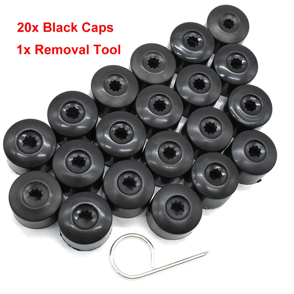 20x Wheel Nut Bolt Cap Full Cover w/ Removal Tool 28mm For VW Beetle EOS Golf Passat Wheel Lug Screw Caps Protector Accessories