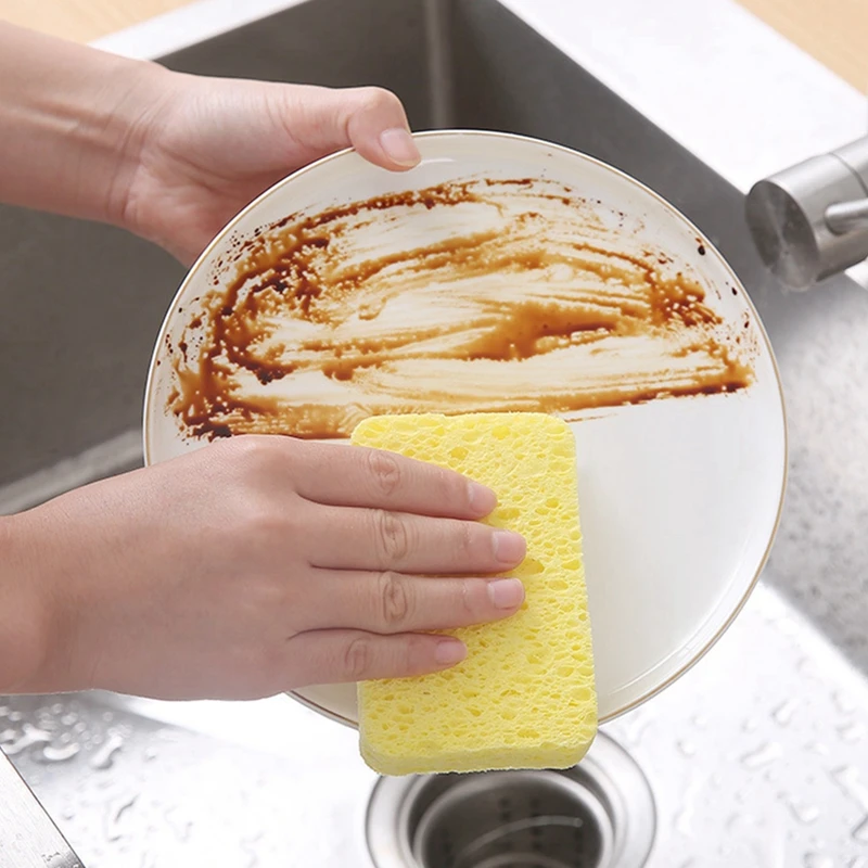 Cellulose Dishwashing Sponge Wood Pulp Water Absorbent Cleaning Scrub Sponge Pot Pan Dish Scouring Pad Kitchen Cleaning Cloth