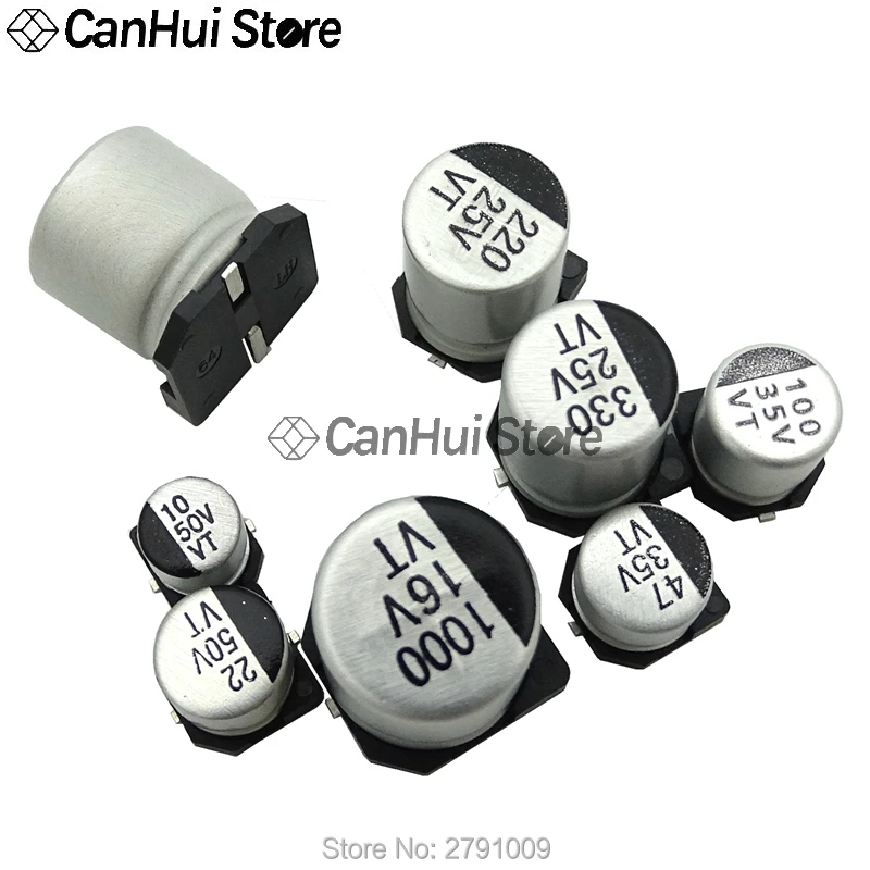 10Pcs SMD Electrolytic Capacitor 2.5V 4V 6.3V 10V 16V 25V 50V 100V 1uF 2.2uF 4.7uF 10uF 33uF 47uF 100uF 220uF 470uF 680uF 1000uF