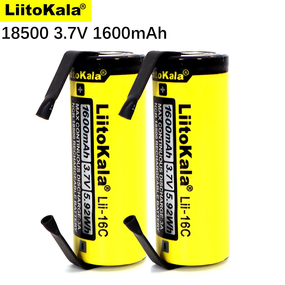 Nowy Lii-16C LiitoKala 18500 1600mAh 3.7 V akumulator Recarregavel akumulator litowo-jonowy do latarki LED + DIY nikiel