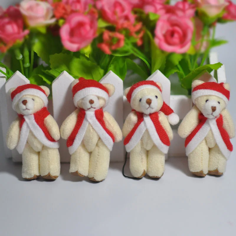 Mini 6cm Stuffed Christmas Plush Bear Toy , Bouquet decoration mini dolls of Plush Stuffed Bear Toy