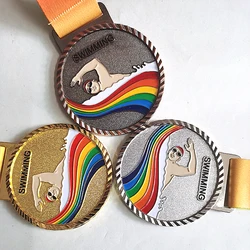 Color New Metal Medal Match Medals Badges Souvenirs Swimming Sports Gold Medal with good ribbon School sports Metal 6.8CM