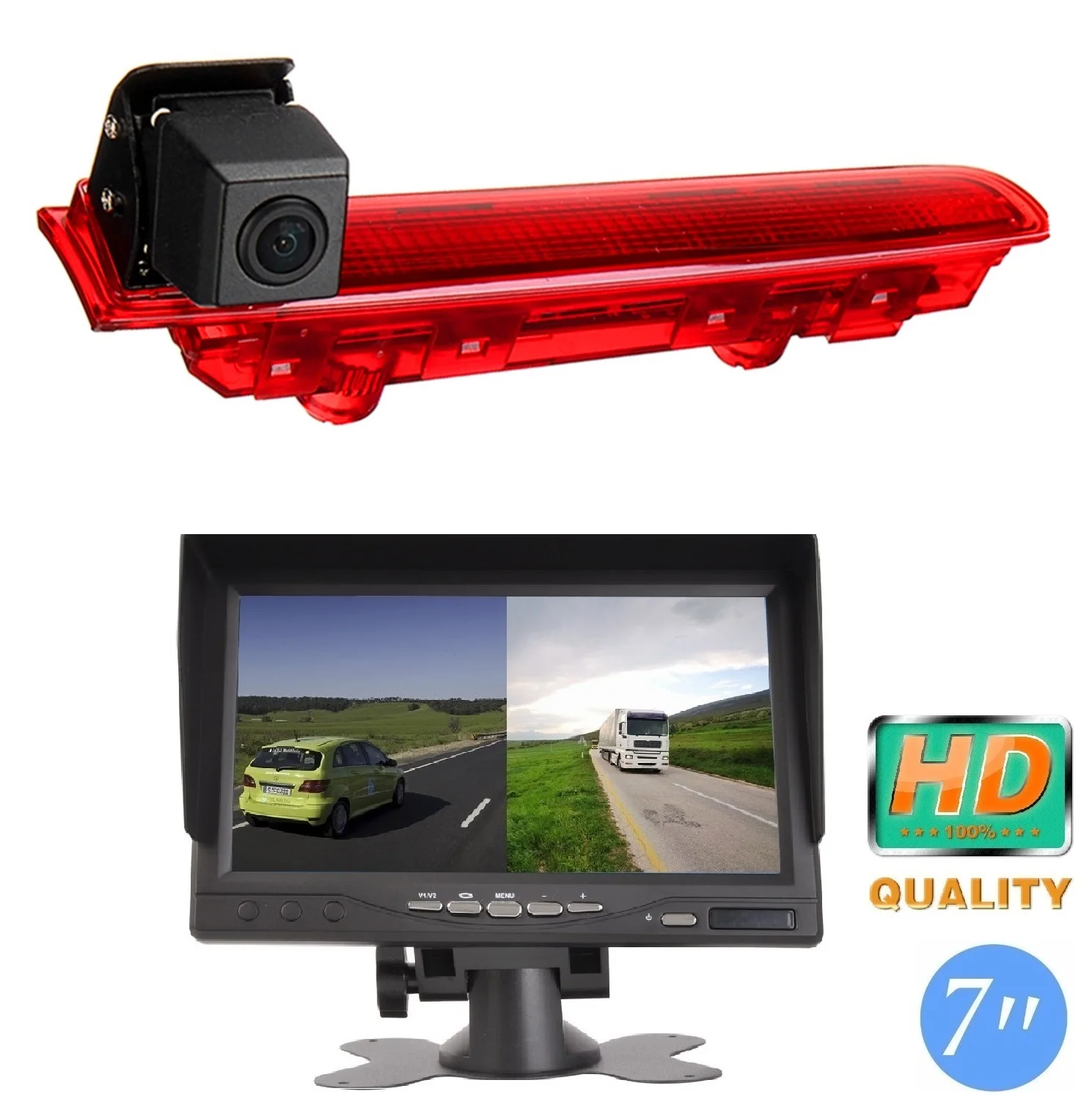 E9 HD 720P 3rd Brake Light Camera Stop lights Rear View Camera +7'' Monitor for Transporter T5 T6/ Caravelle/ Multivan 2010-2016