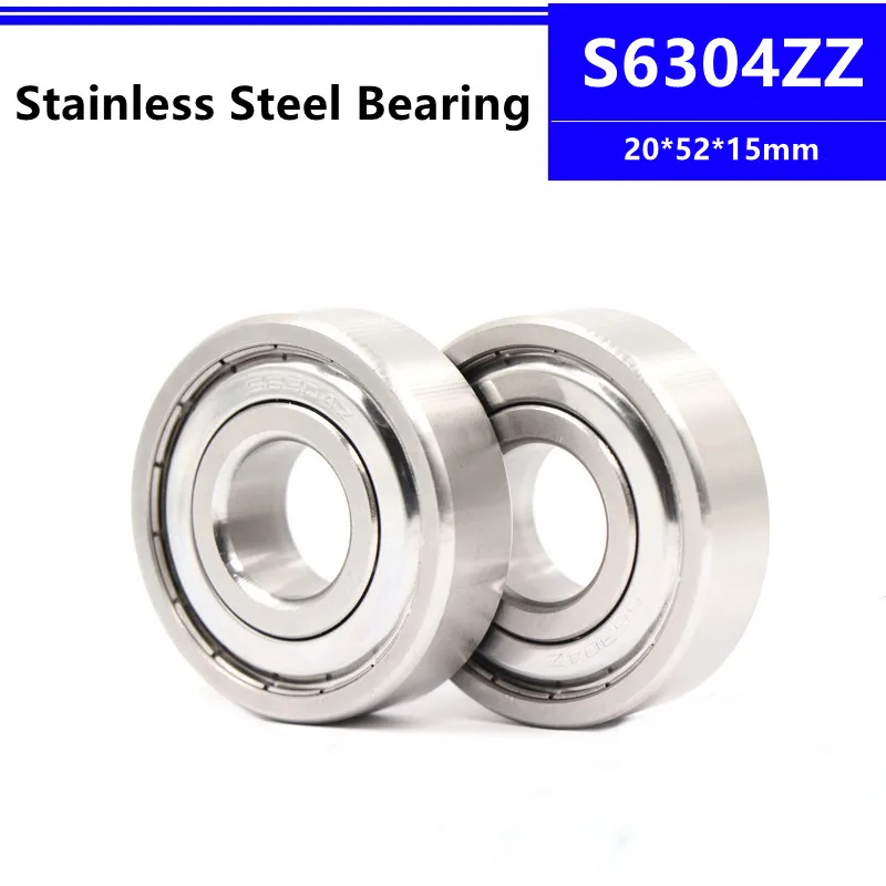 

10pcs/lot S6304ZZ 20*52*15mm Stainless Steel Deep Groove Ball Bearing 20x52x15mm S6304 S6304-2Z S6304Z B6304ZZ