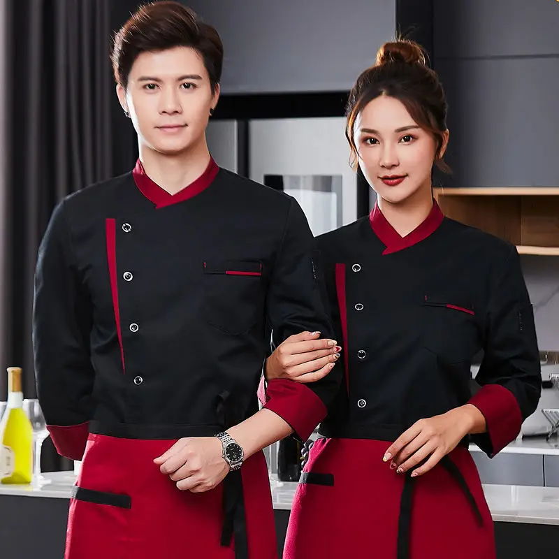 Man Restaurant white Chef Jacket Top Long short Sleeve Woman Cafe Kitchen Work Wear Bakery Cooking Tops Fast Food Chef Uniform