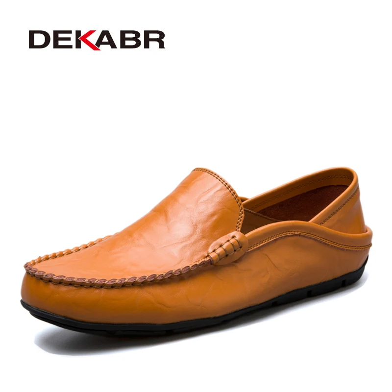 

DEKABR Comfortable Handmade Leather Shoes Casual Men's Flats Design Man Driving Shoes Soft Bottom Leather Men Shoes Size 38-47