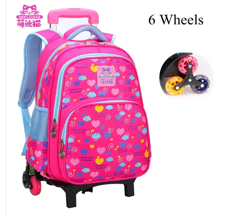 Children School Wheeled Backpack Bag for girls School Rolling Backpack Bag Mochilas Wheels School Trolley backpack Bag for kids