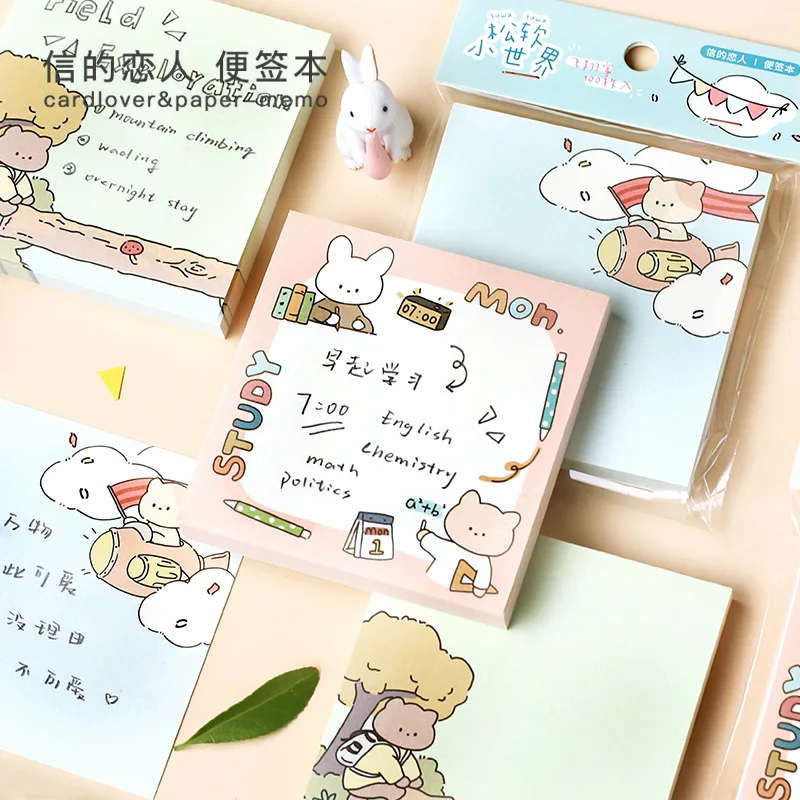 

100pcs/lot Memo Pads Material Paper Soft little world Junk Journal Scrapbooking Cards Retro Background Decoration Paper