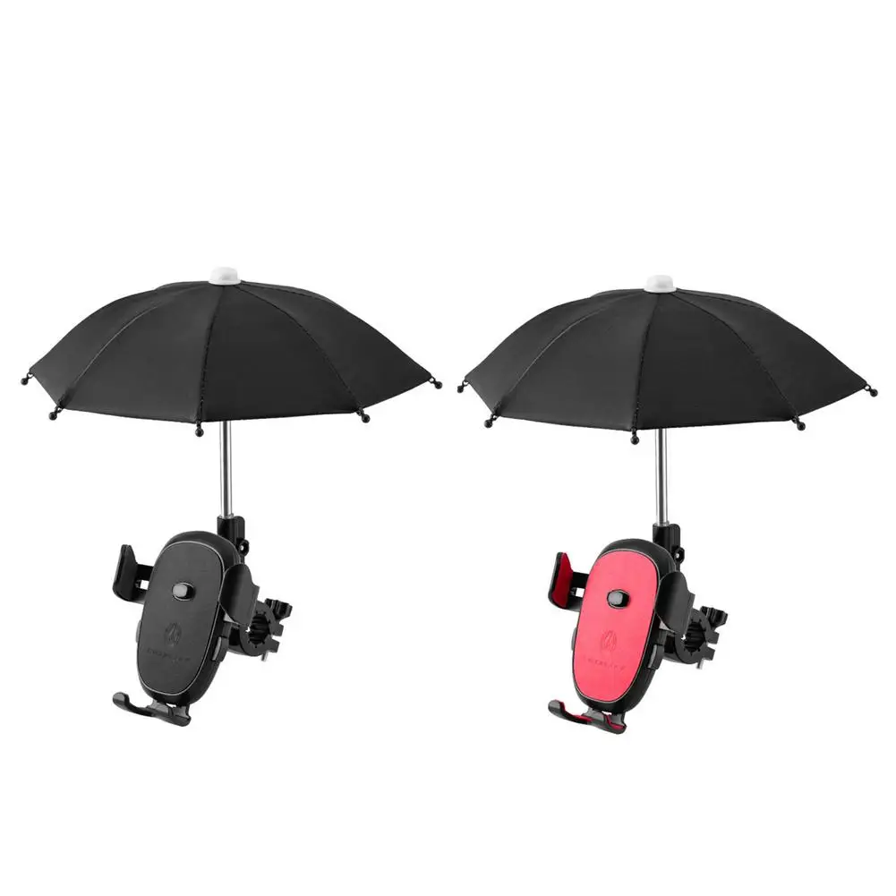 1Set Mobile Phone Holder Locomotive with Umbrella Waterproof Portable Mini Parasol Alloy Sun Shade Bicycle Umbrella for Riding