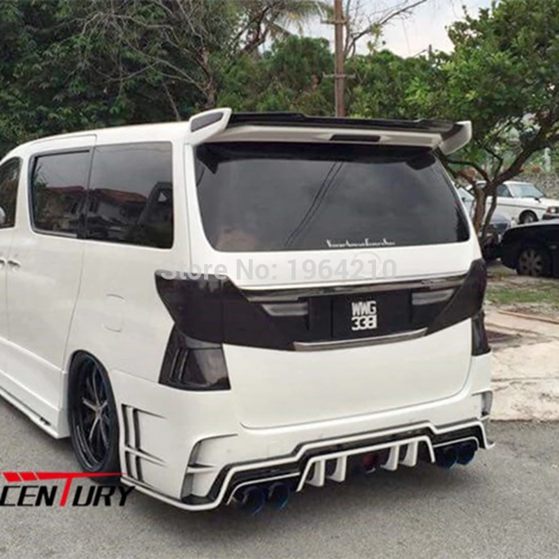 Fiber Glass TMK Style Unpainted Primer Color Rear Trunk Boot  Wing Roof Spoiler For Toyota 2008-2015 Alphard Vellfire 20 Series