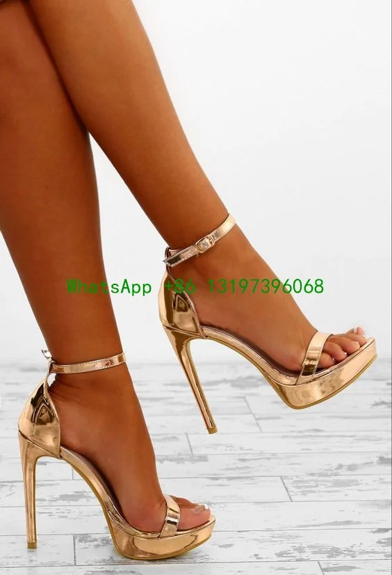 

Women's sexy platform sandals Gold buckle Gladiator Heels Open Toe Stiletto Heel Sandals summer footwear shoes sexy large size