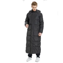 Manteau Super Long pour hommes, veste d'hiver, coupe longue, épaisse, grande taille, pour l'extérieur, manteau noir