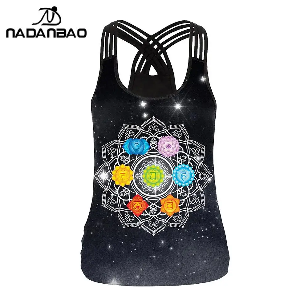 NADANBAO Contemplative Symbol Mandala Women Vest Tops 3D Printing Aztec Round Ombre Sling Tops Fashion Sexy Backless Tank Top