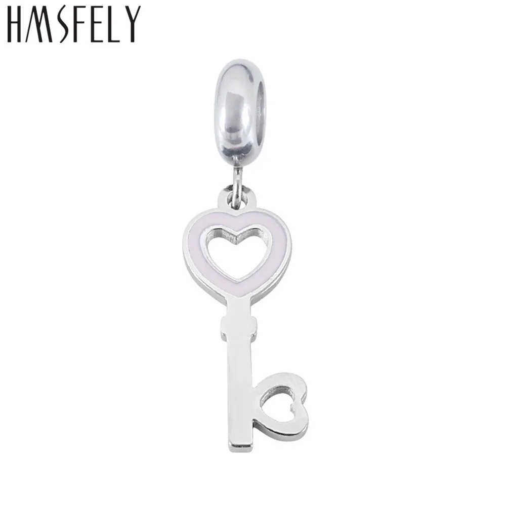 HMSFELY 316L Stainless Steel Heart Key Shape Pendant For DIY Bracelet Necklace Jewelry Making Accessories Bracelets Tags