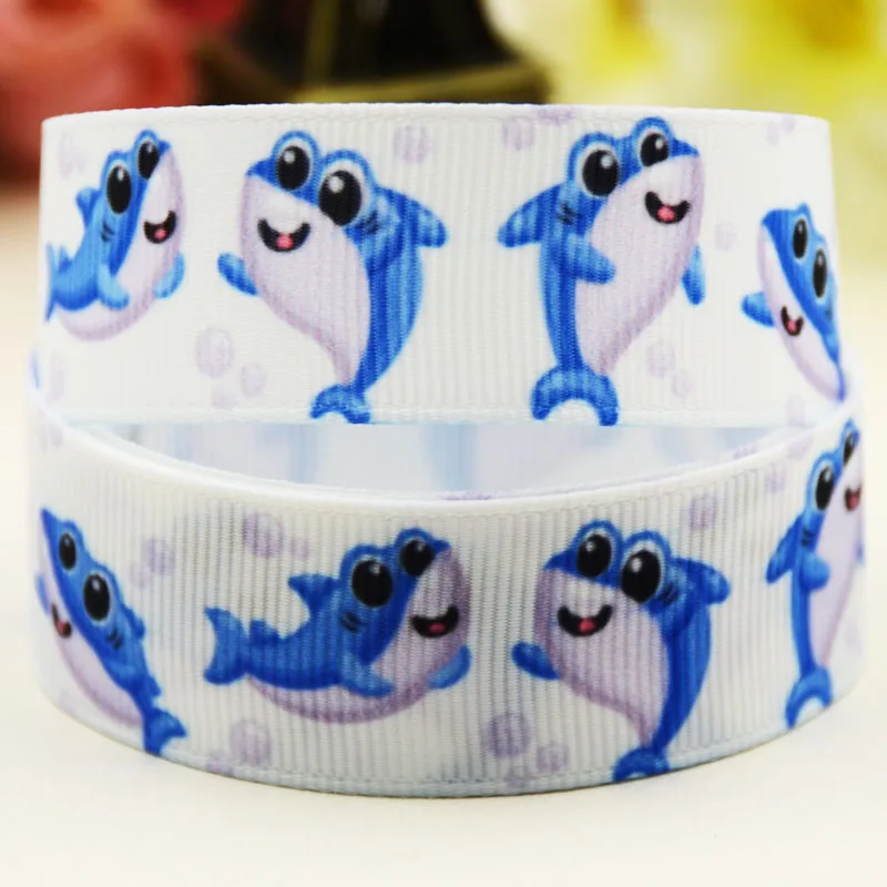 

22mm 25mm 38mm 75mm Fish cartoon printed Grosgrain Ribbon party decoration 10 Yards X-04265