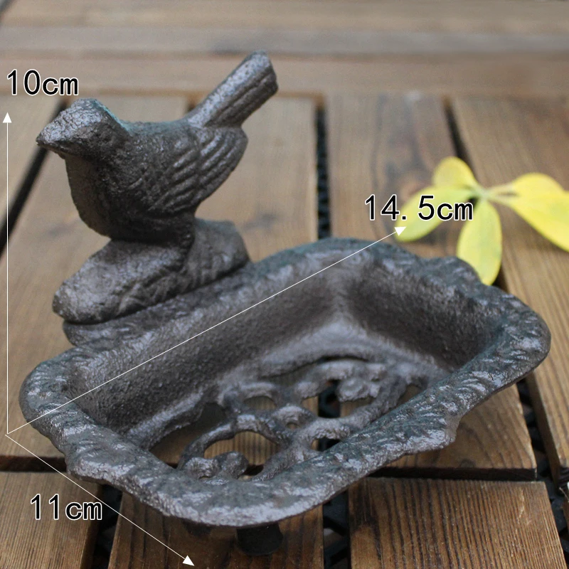 Vintage Black Cast Iron Bird Soap Dish With Three Standing Feet Country Accent Rough Handmade Tabletop Mini Metal Storage Holder