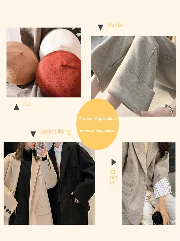 Wool Fabric Solid Color Cashmere Wool Coat Clothing Skirt Diy Brocade Sewing Black White Black Blue Gray Red Dress Trousers Hat