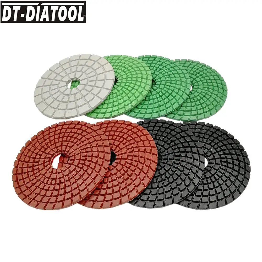 DT-Diatool 10pcs Set 100MM Wet Diamond Polishing Pads polishing Disc for Granite or Marble Dia 4inch Angle Grinder Sanding Disc