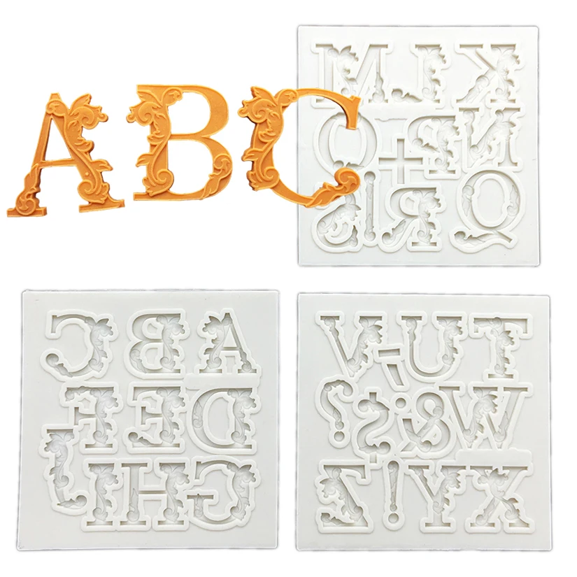 3 pcs/set Alphabet Uppercase Letter Silicone Mold Fondant Cake Decorating Tools Cupcake Chocolate Mold