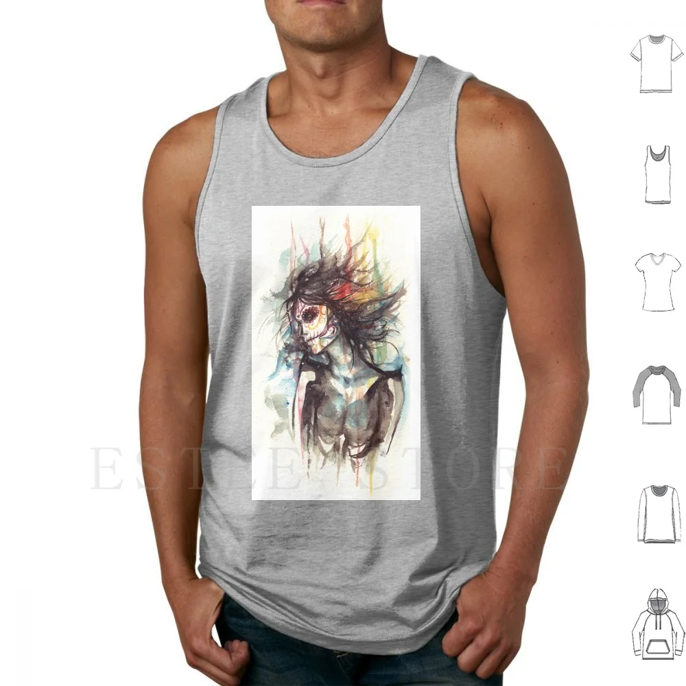 112015 Майки Жилет Хлопок Calavera De Azucar Sugar Skull Sugarskull Dia De Los Muertos День мертвых Calavera