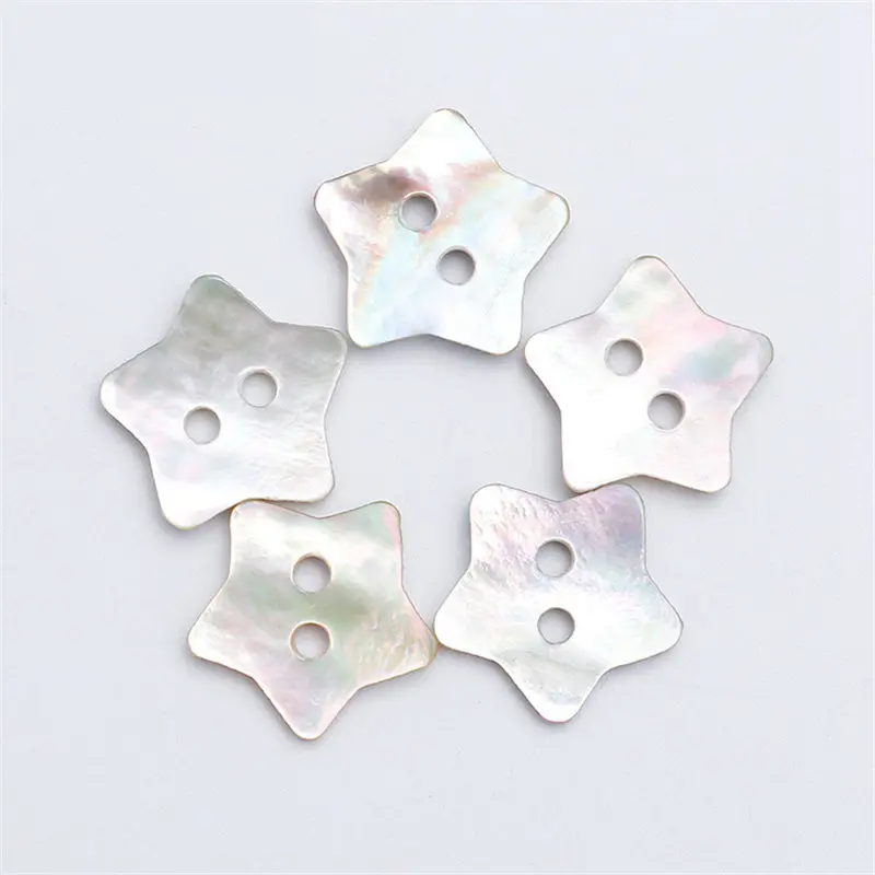 20pcs Natural Shell Sewing Buttons Color Mother of Pearl MOP Round Shell 2 Hole Star Heart Flower Shape Button Sewing Accessory