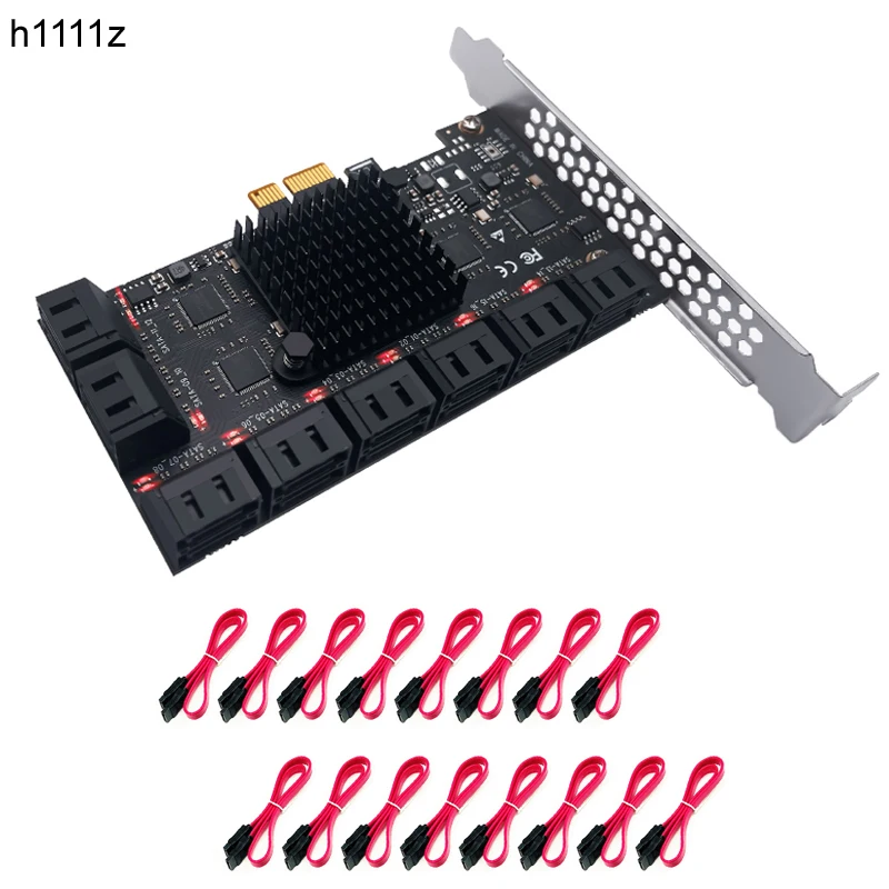 

Райзер для майнинга Чиа, карта расширения PCIE SATA, PCI Express от 1X до 16 портов SATA 3,0, 6 ГБ, адаптер контроллера для ПК, компьютера с кабелем