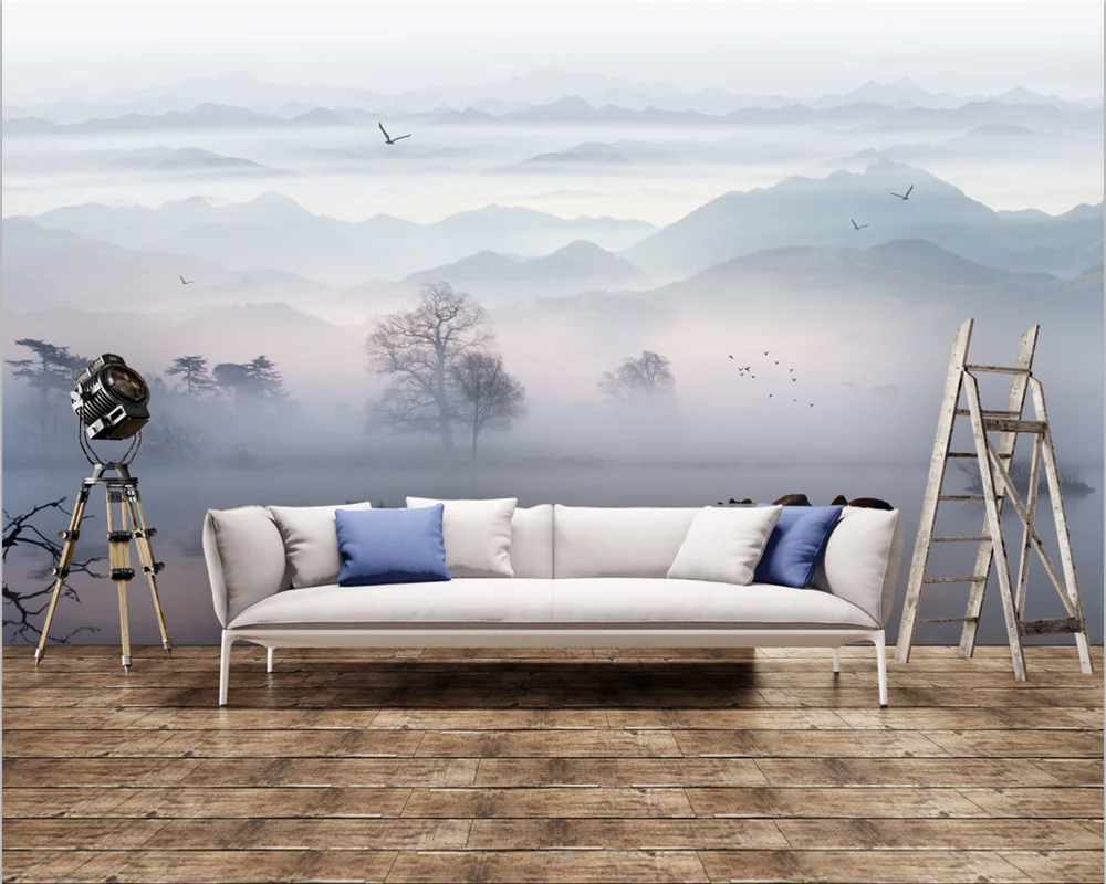 beibehang Customized modern new wall ink landscape photo wall painting living room bedroom study room wallpaper papier peint