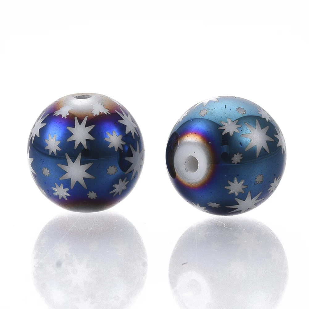 20pcs 10mm Colorful Electroplate Loose Spacer Beads Christmas Theme Star Bell Snowflake for Jewelry Making