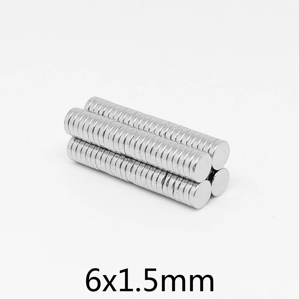 50~1500pcs 6x1.5 mm  Disc Strong Magnetic Magnet 6mmx1.5mm Permanent Neodymium Magnets 6x1.5mm Small Round Magnet 6*1.5 mm N35