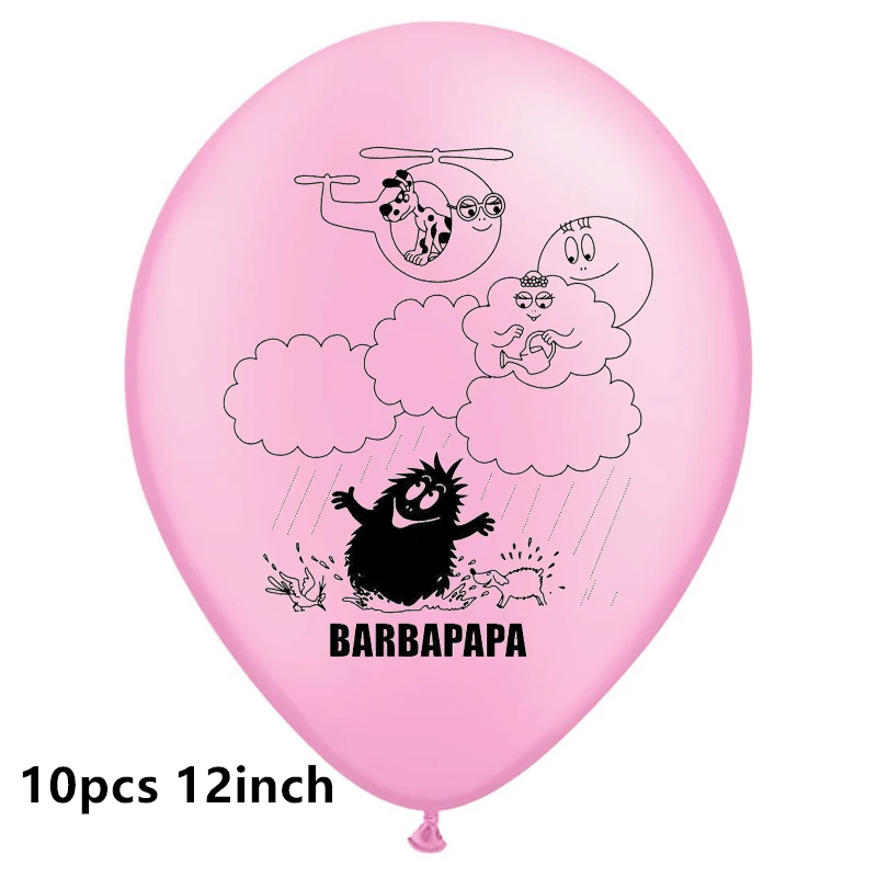 10pcs/lot Barbapapa Balloons Barbalala Barbabelle 12inch Latex Ballons Kids Baby Shower Happy Birthday Party Decoration Kids Toy