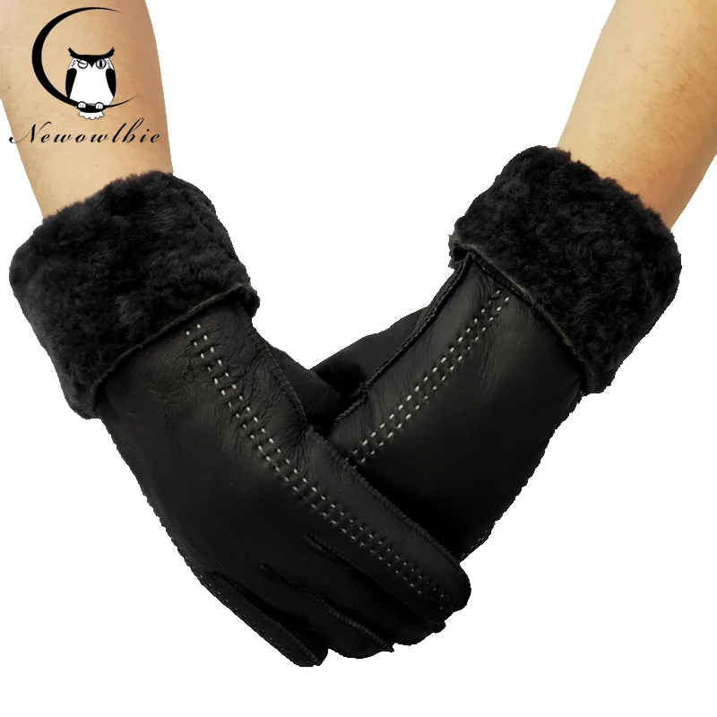 

Women's sheepskin really warm in winter touch screen warm outdoor driving motorcycle windproof and antiskid sheepskin long glove