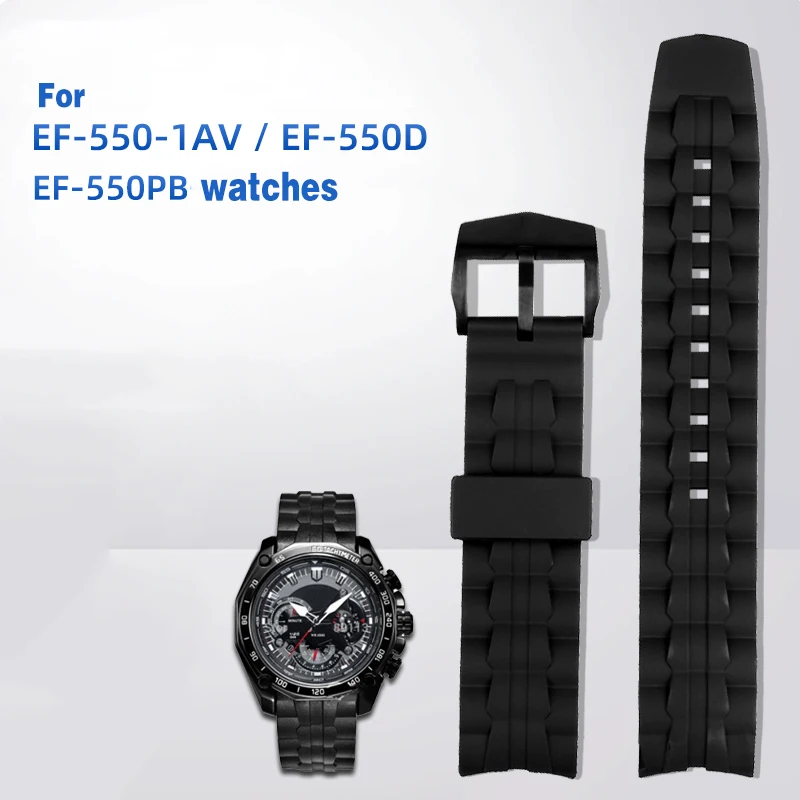 Rubber watchband For Casio EF-550 Edifice Series Strap Rubber Resin 22mm black wristband Bracelet