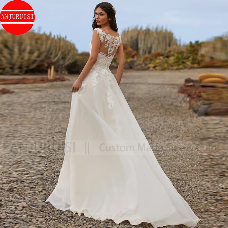 Elegante Vestido De Novia De corte en A, traje De Novia con apliques De encaje con botones en la espalda, traje De Novia De tul bohemio, Boda, Trouwjurk 2022