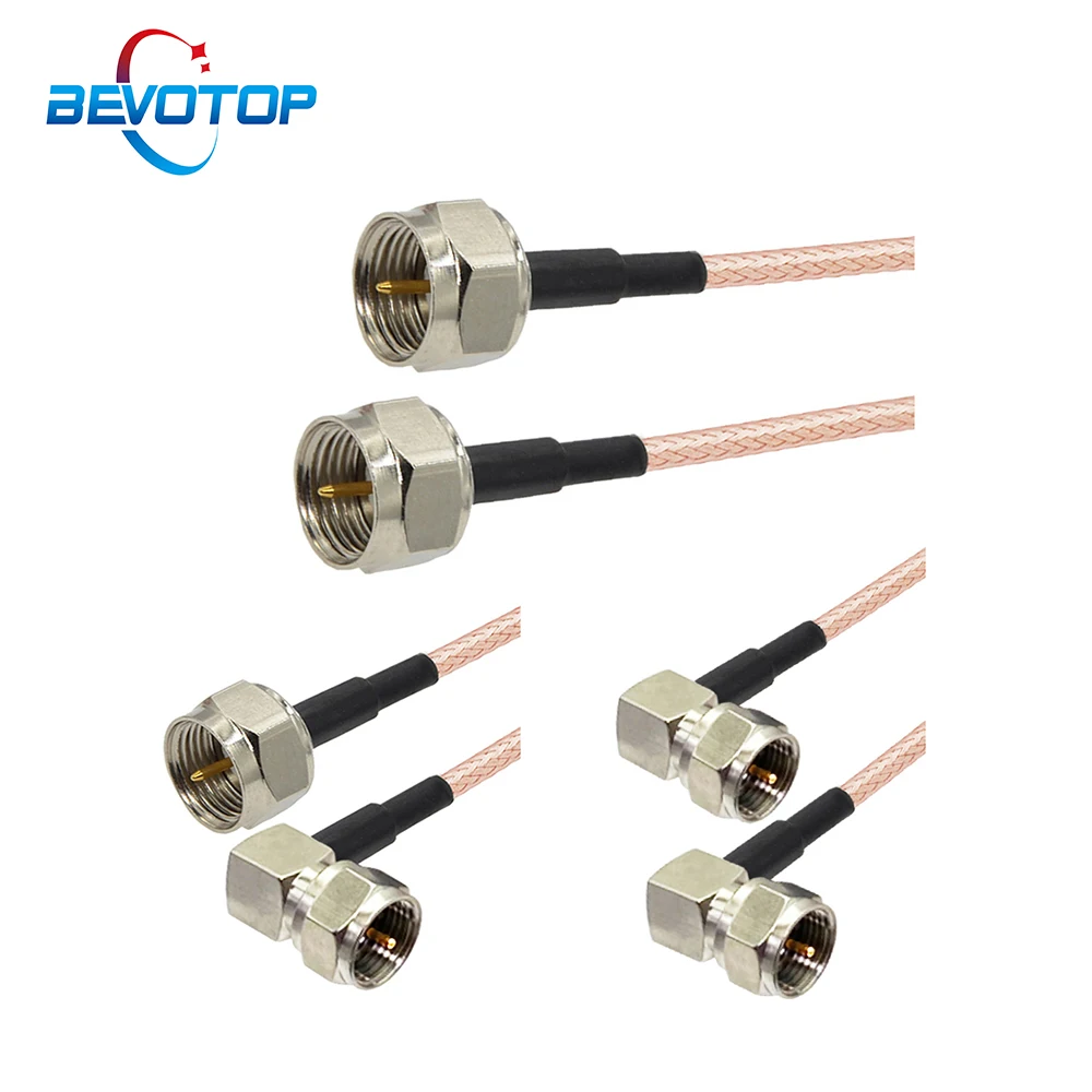 RG179 Cable 75 Ohm F Male Straight Plug to F Male Right Angle 90 Degree Plug Connector Cable RF Coaxial Extension Pigtail Cord