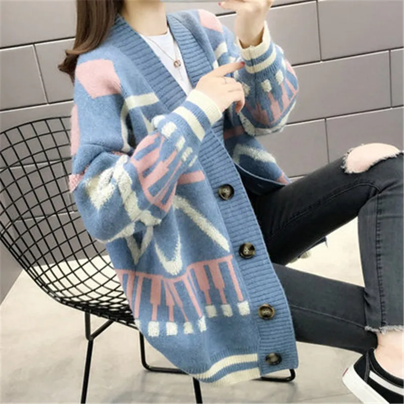 

fashion Knitted Cardigan Sweater Jackets Vintage Women Clothing 2022 Spring Autumn New Korean Splicing Knitted Coats Tops m597