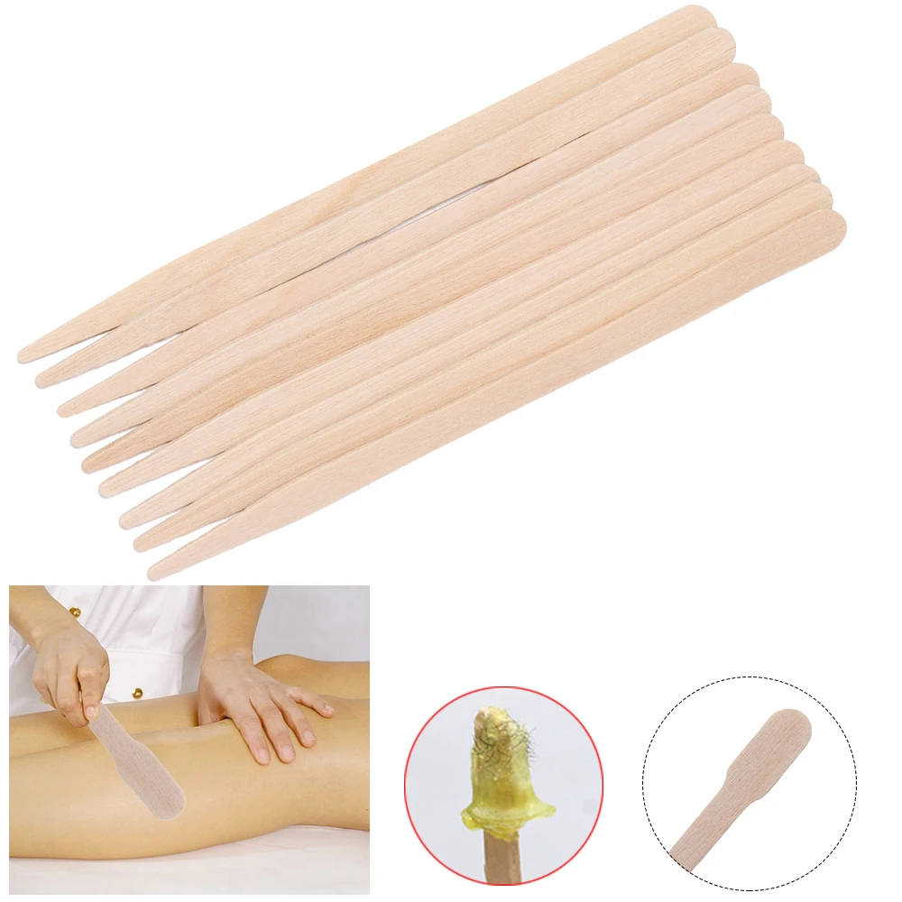 100 Pcs Disposable Waxing Wax Wooden Bamboo Sticks Spatula Tongue Depressor Kit Hair Removal Cream Depilatory Beauty Tool