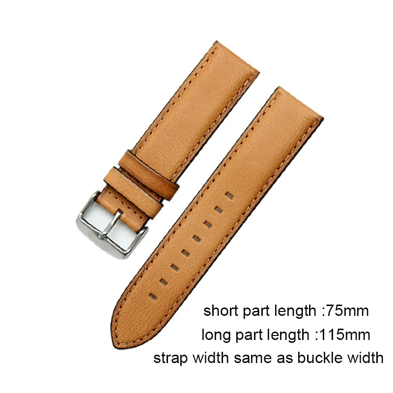 Onthelevel Genuine Cow Leather Watch Strap Handmade Retro  20 22mm Tan Khaki Brown With Quick Release Bar #D