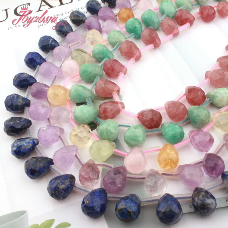 10x14mm Natural Stone Faceted Teardrop Stone Loose Spacer Beads for DIY Accessories Pendants Necklace Bracelet Jewelry Making