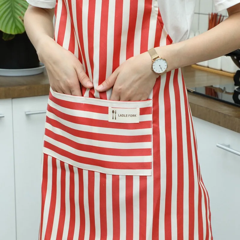 Simple Kitchen Apron Stripe Sleeveless BBQ Bib Apron For Women Cooking Baking Restaurant kids apron Pinafore