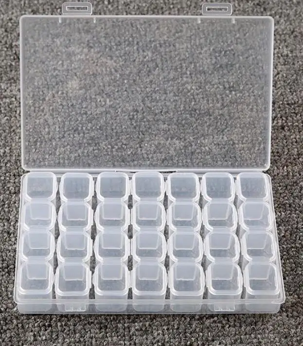 Plastic Watch Parts Organizing Box Jewelry Beads Storage Box with 28 Grids W6821