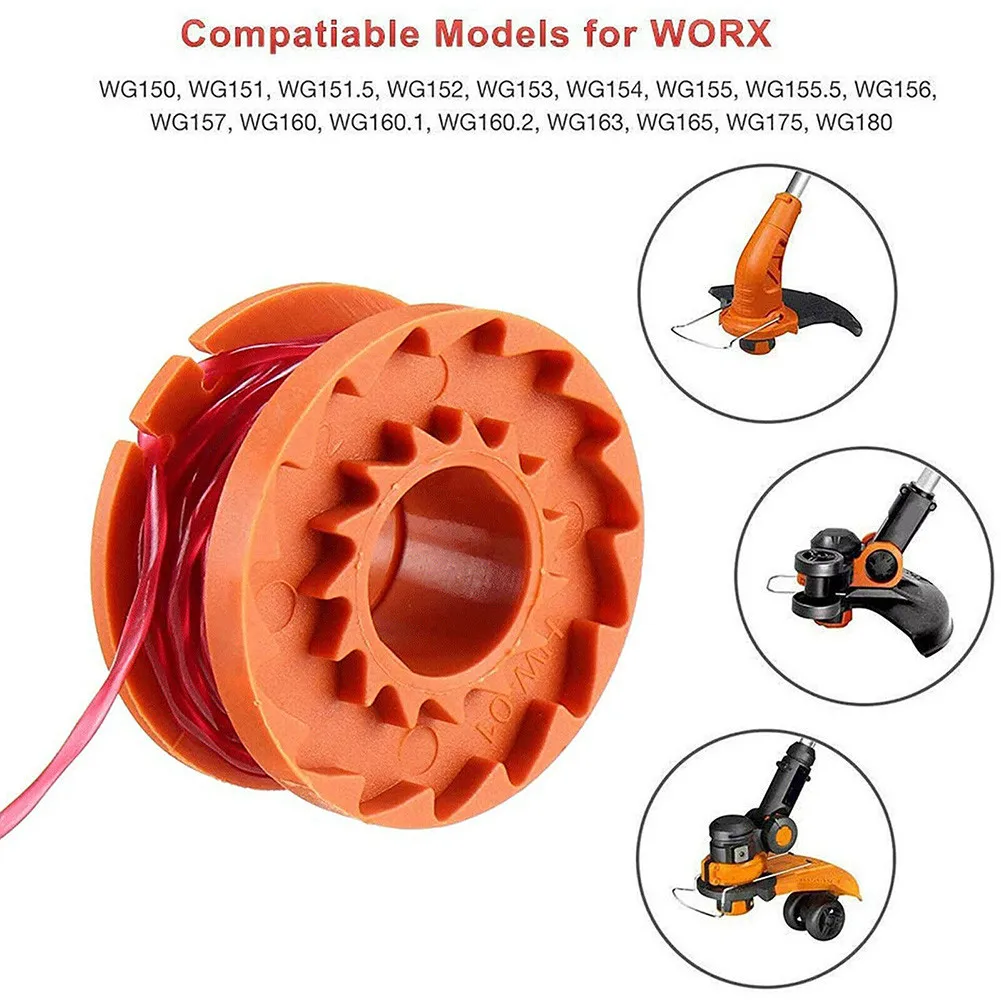 2pcs Replacement Spool line for WORX Grass Trimmer WG150E WG151E WG154E WG155E WG157E WG160E WG163E WG165E WG166E WG167E WG169E