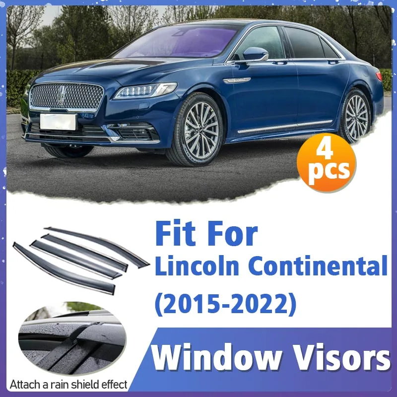 Window Visor Guard for Lincoln Continental 2015-2022 Vent Cover Trim Awnings Shelters Protection Sun Rain Deflector Accessories