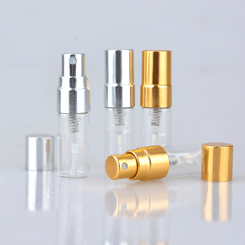 100 stück/Lot 3ml Glas Nachfüllbar Parfüm Flasche Leere Mini Spray Flasche Aluminium Parfüm Flaschen Zerstäuber Für Reise pumpe