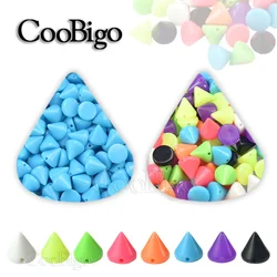 100pcs 8mm Punk Cone Stud Bead Spike Rivet Colorful Plastic for Bag Shoes Bracelet Garment DIY Leather Craft Sewing Accessories