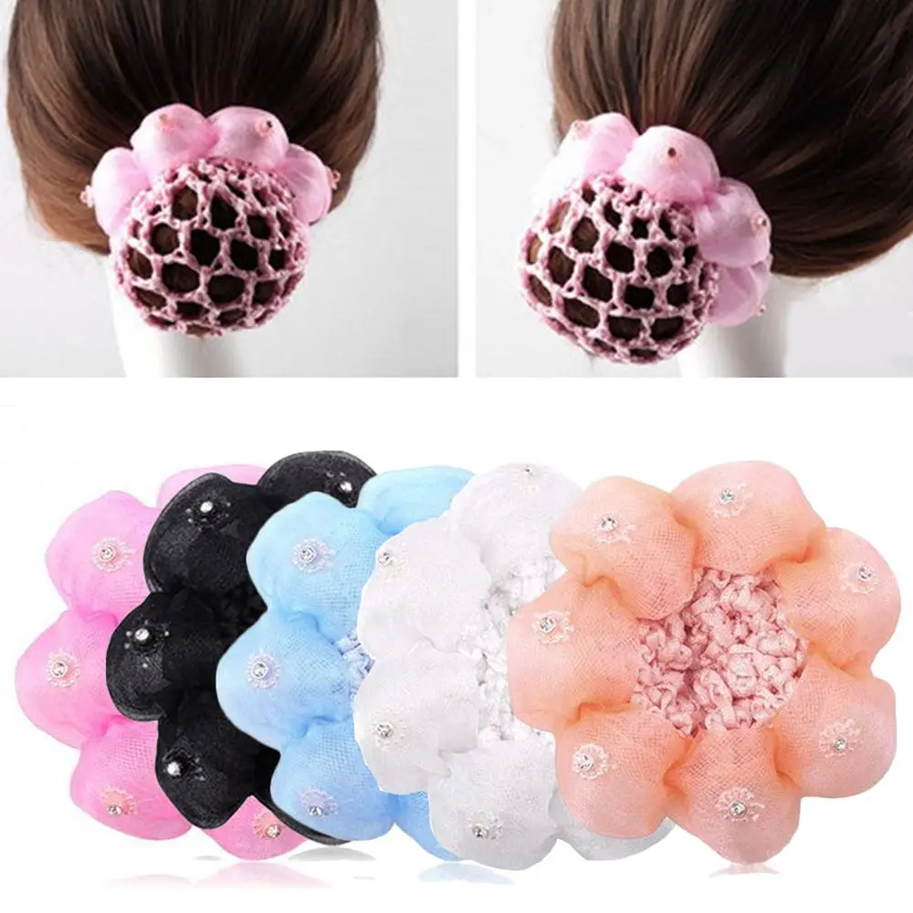 Girls Kids Children\'S Bun Cover Snood Hairnet Hair Net Mesh Hair Accessories Ballet Dance Crochet Decor Flower Shape Headwear