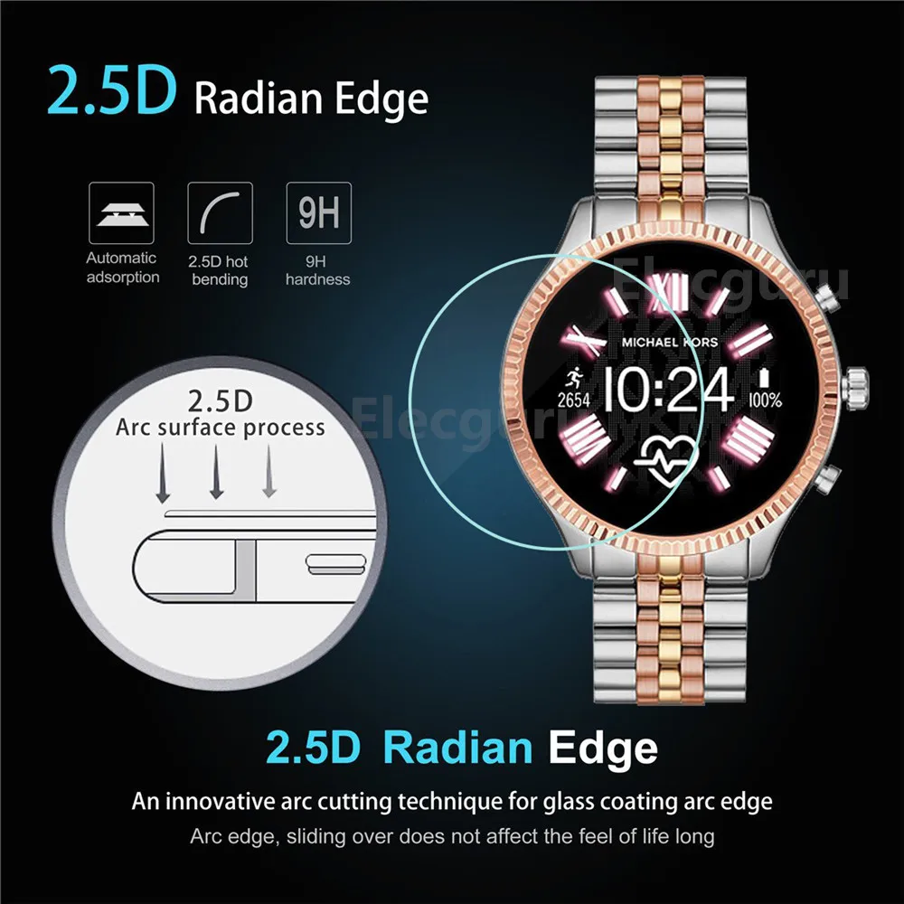Vetro temperato per Michael Kors di Accesso Lexington 2 Protezione Dello Schermo 9H 2.5D Trasparente A Prova di Graffio Bolla di Vetro film, 3 Pack